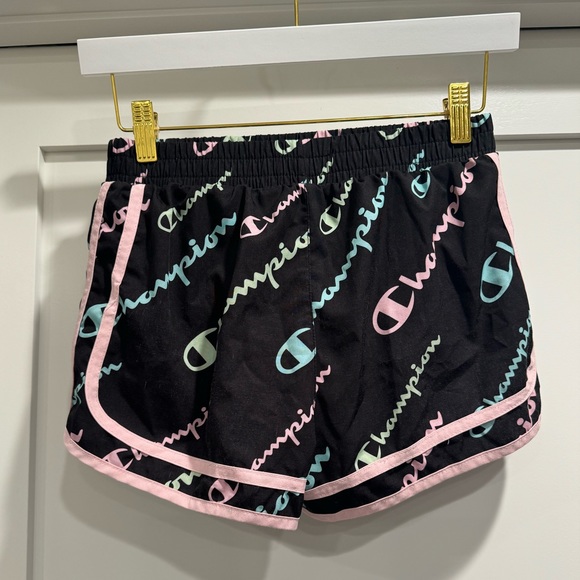 Champion Girls Printed Varsity Active Shorts Black Size Large - Picture 2 of 5